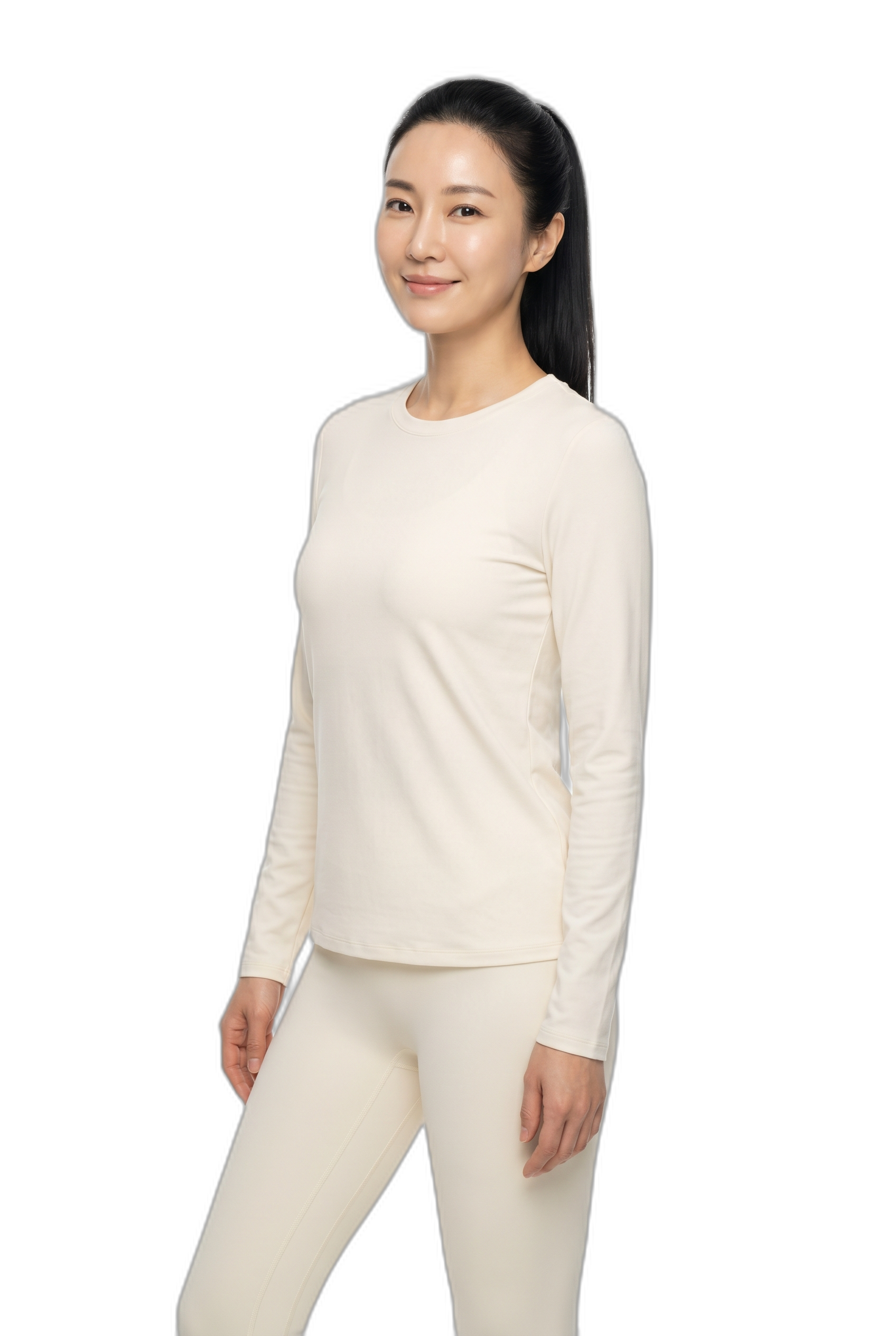 Full-body portrait of a vital, radiant woman embodying renewal through stem cell therapy